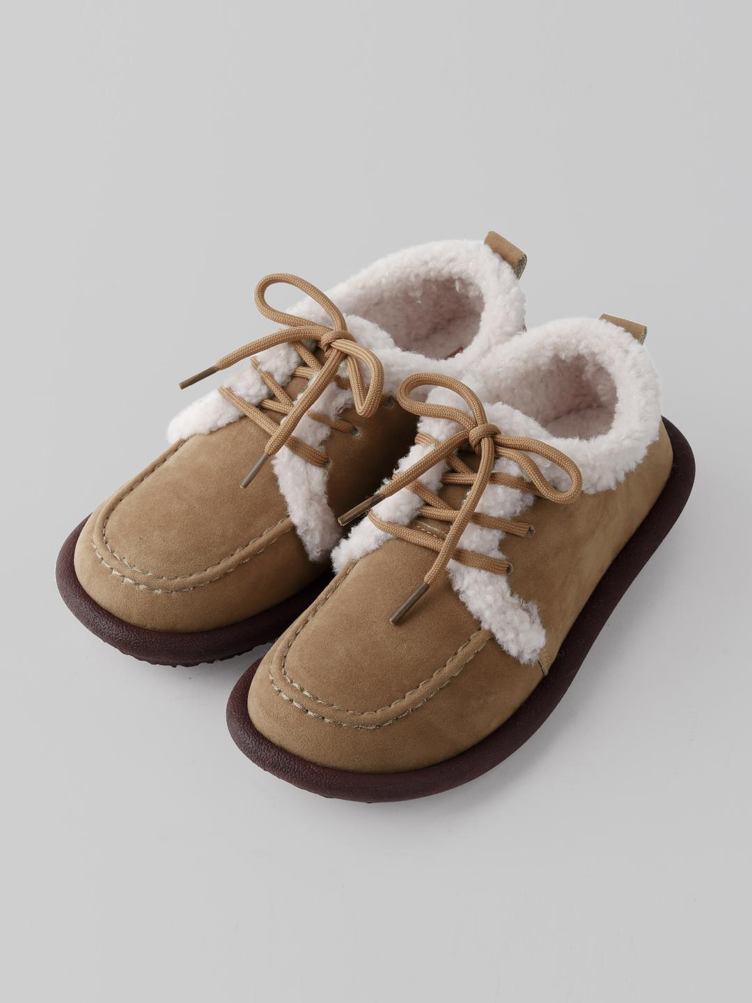 이프트 아밀리 스웨이드 털안감 스트랩 뽀글이 겨울 통굽 로퍼 2cm