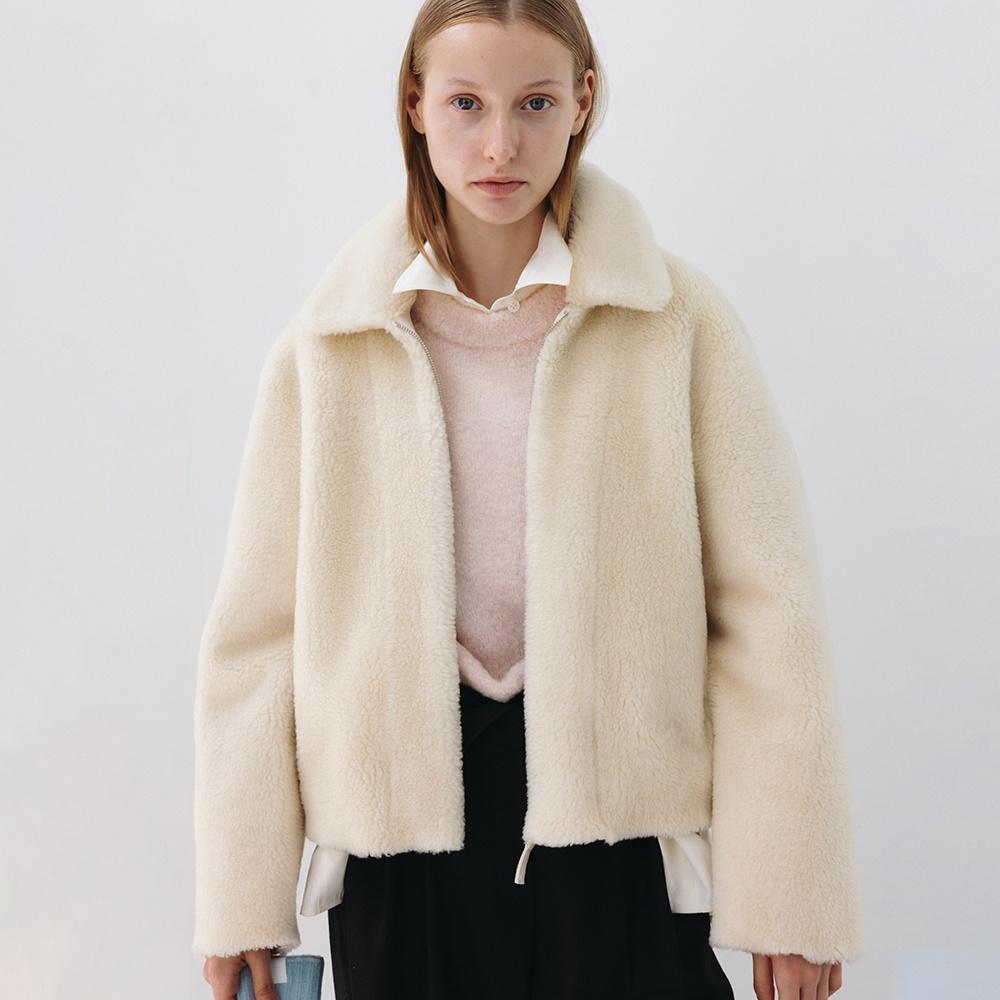 REVERSIBLE SHEERING ZIP-UP JUMPER CREAM