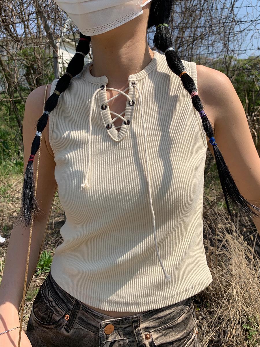 Eyelet sleeveless (3color)