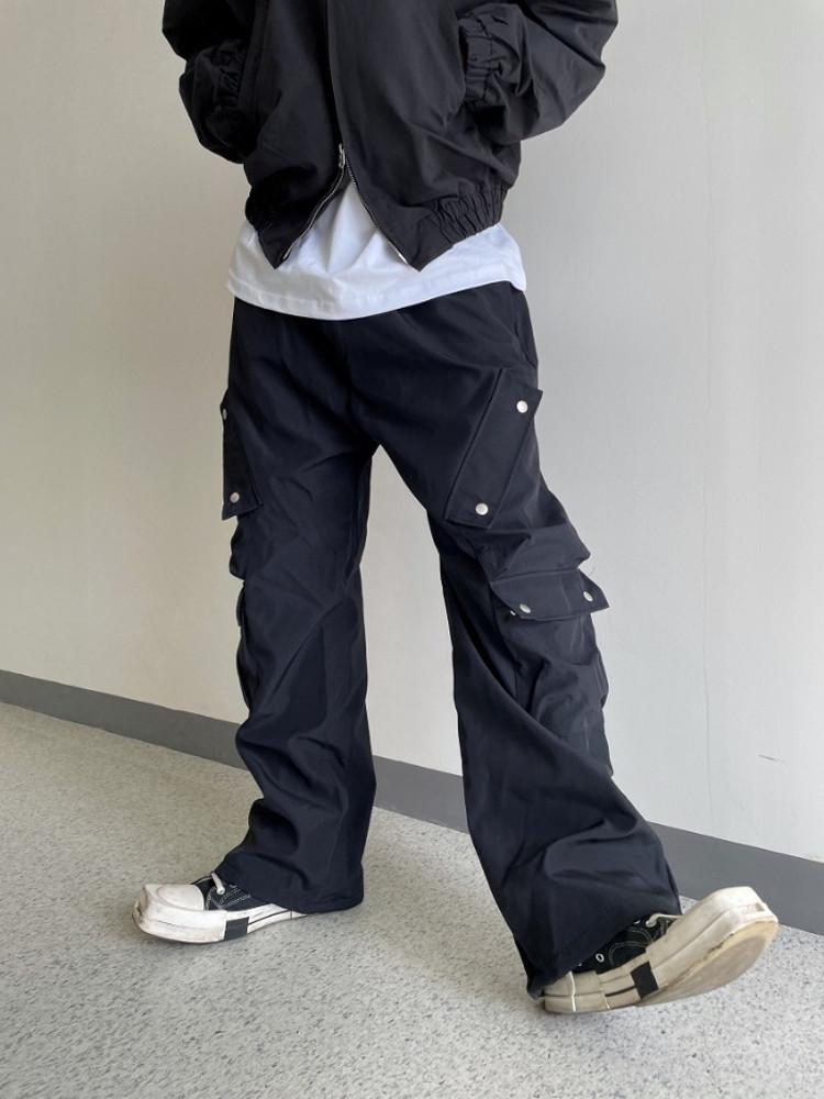 4포켓 사선 카고팬츠 와이드팬츠 나일론팬츠