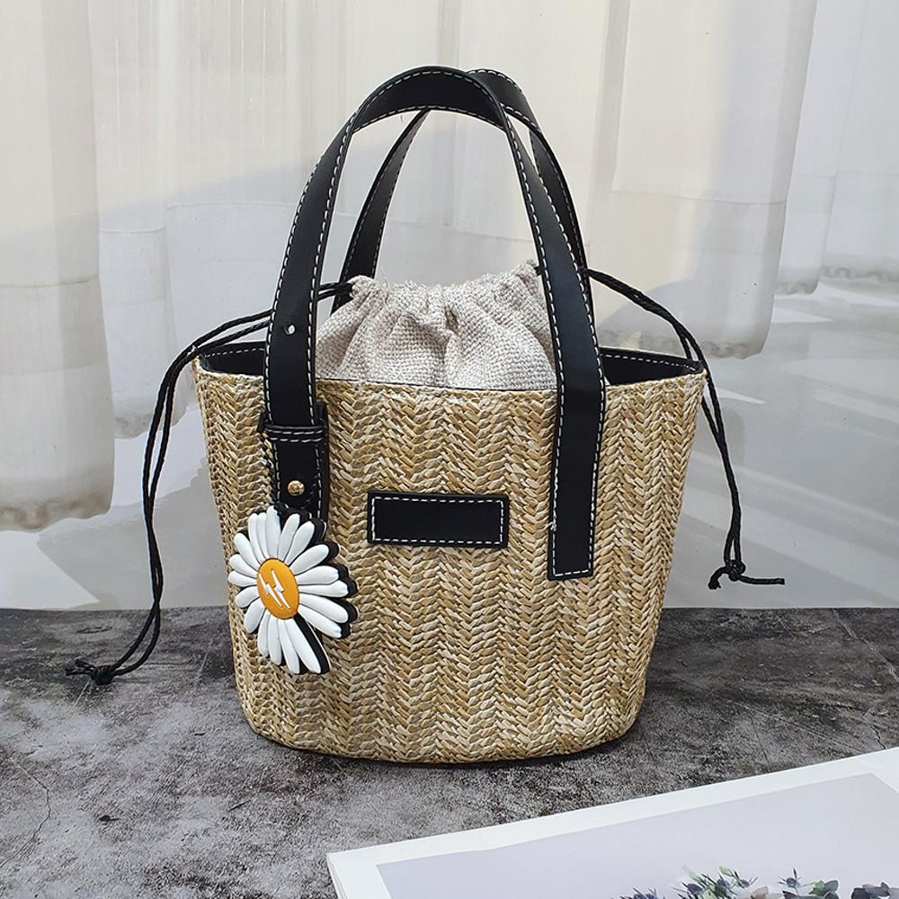 언즈 투웨이 라탄 에코백 여름 캔버스백 복조리 토트 크로스백 미니 가방