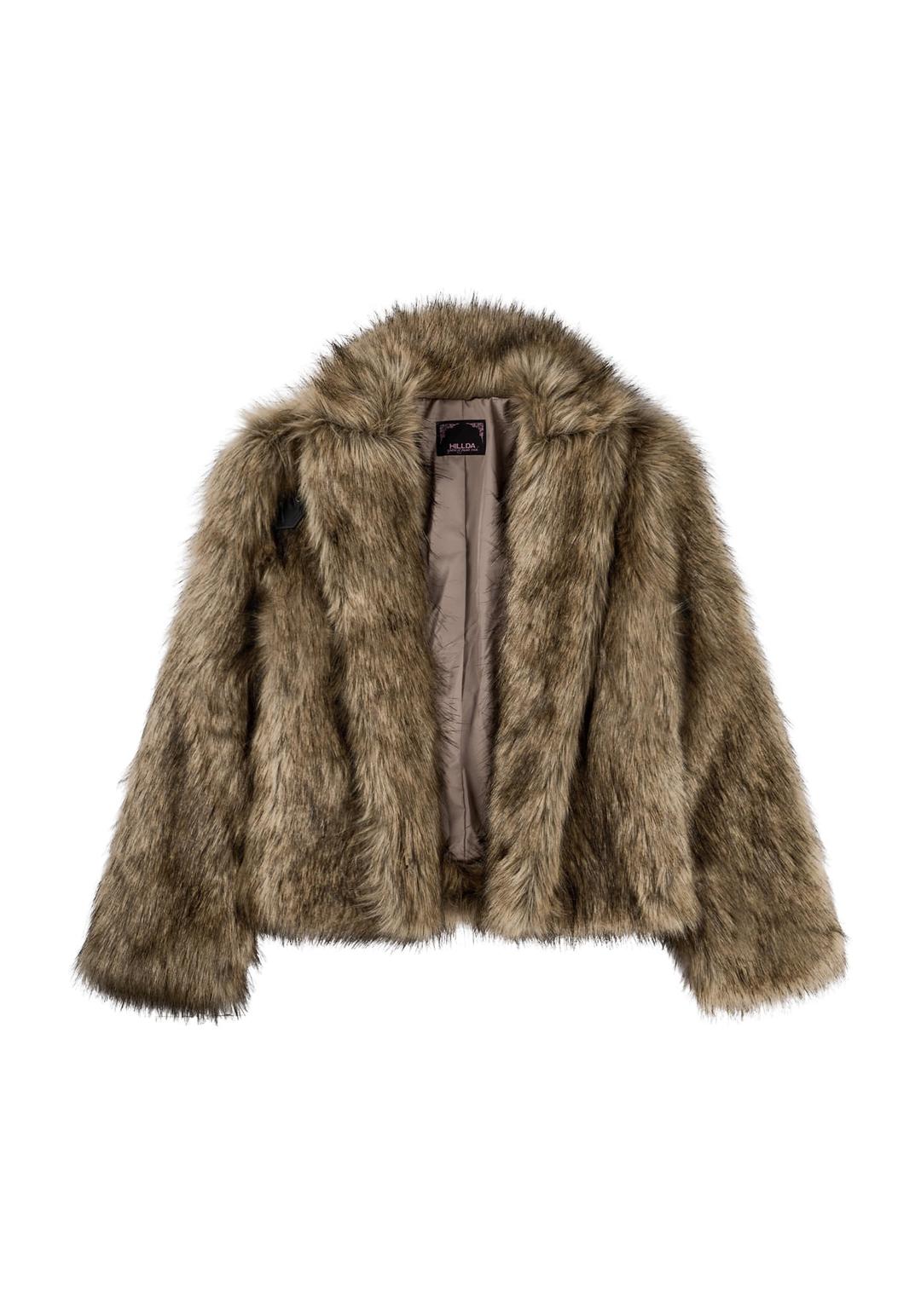 Buckle Shawl Collar Fur Jacket [Brown]