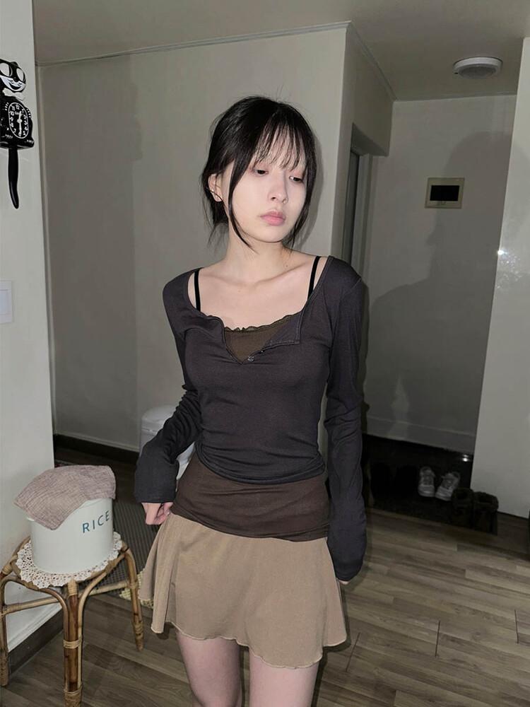 Lace layered span top