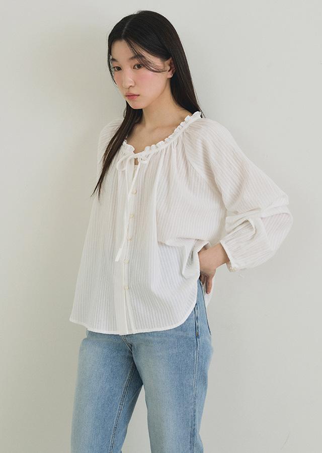 lace ruffle blouse-ivory