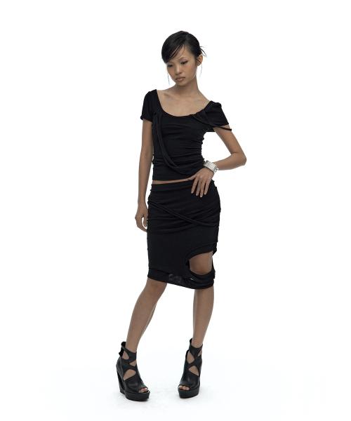 Peek-a-boo Strap Skirt Black