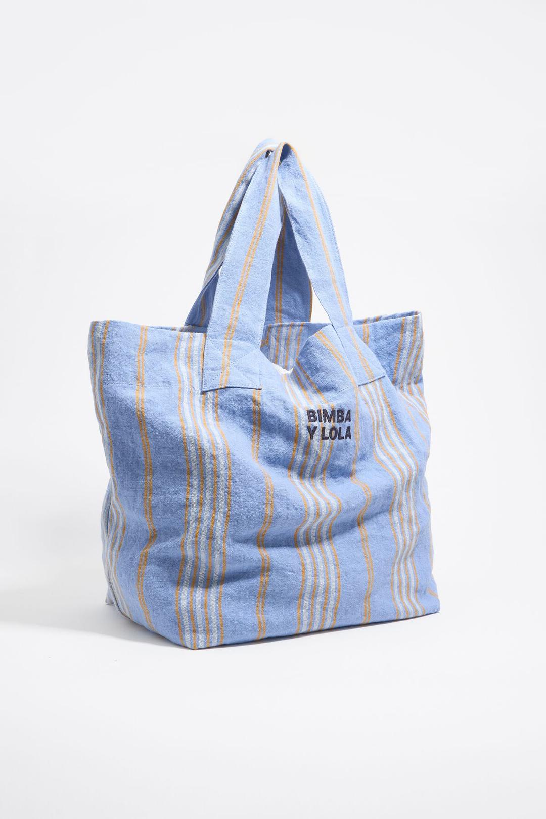 Bolso shopper maxi lino azul pastel