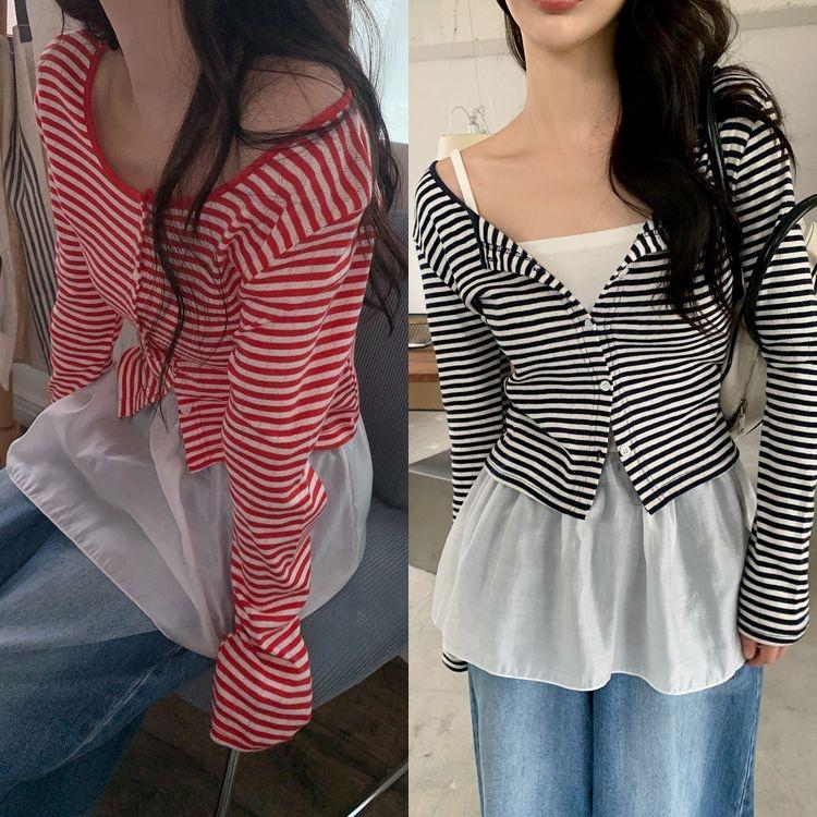 [모코블링] 펀칭 단가라 가디건 펀칭가디건 단가라가디건 봄가디건 데이트룩 포인트가디건