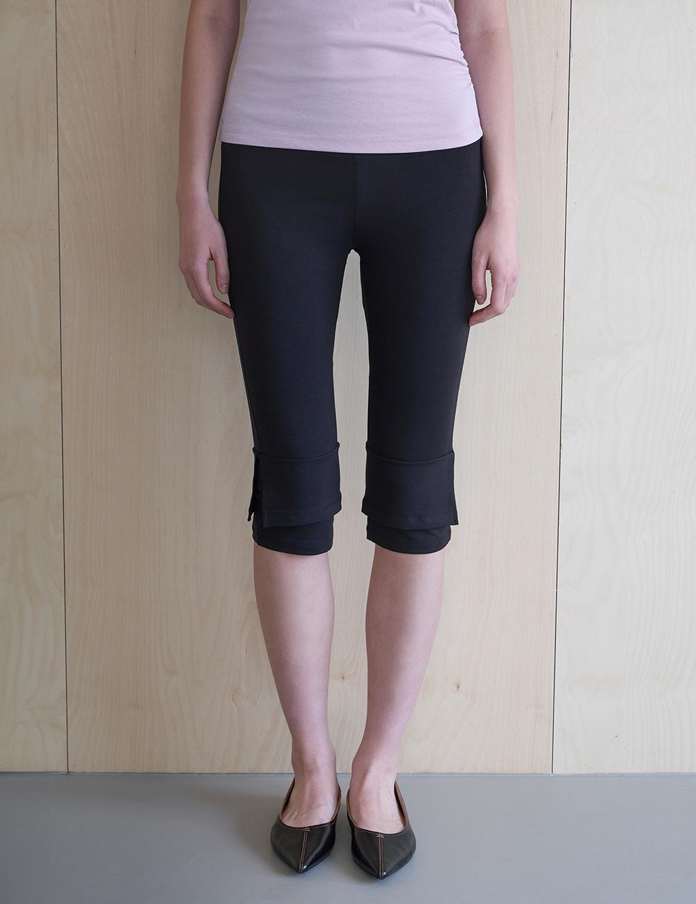 Layered Capri Leggings in Black