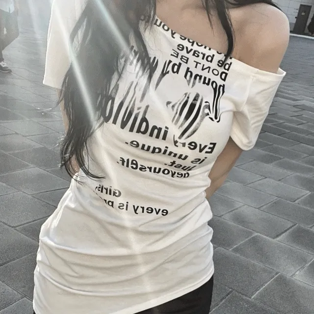 y2k unique unbalance lettering T