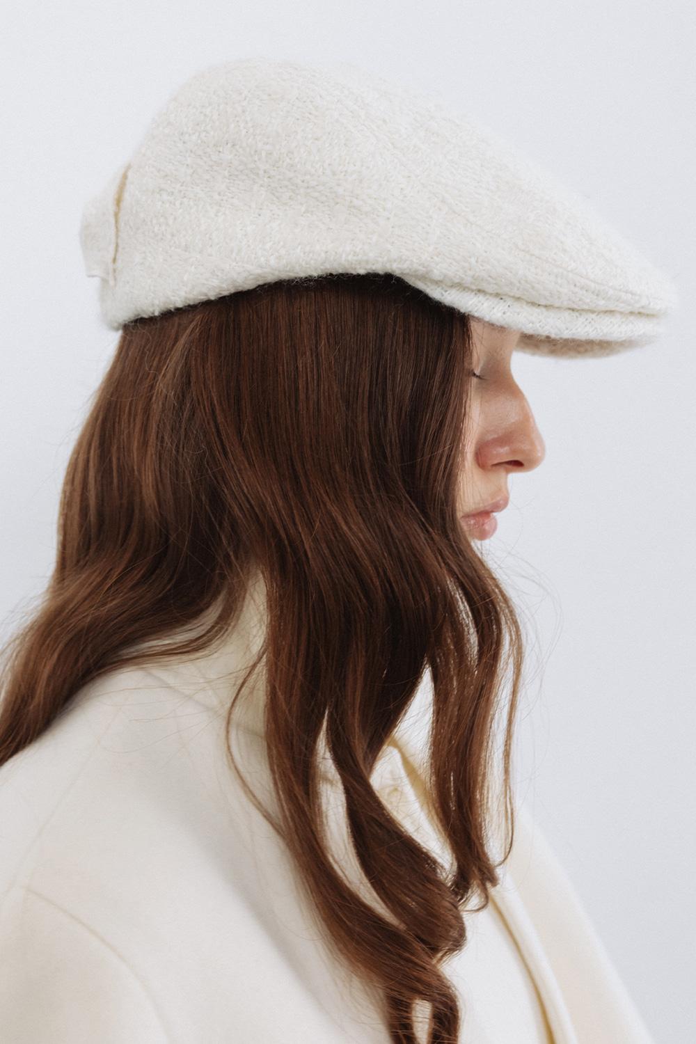 BACK RIBBON TWEED HUNTING CAP_TT5W701IV