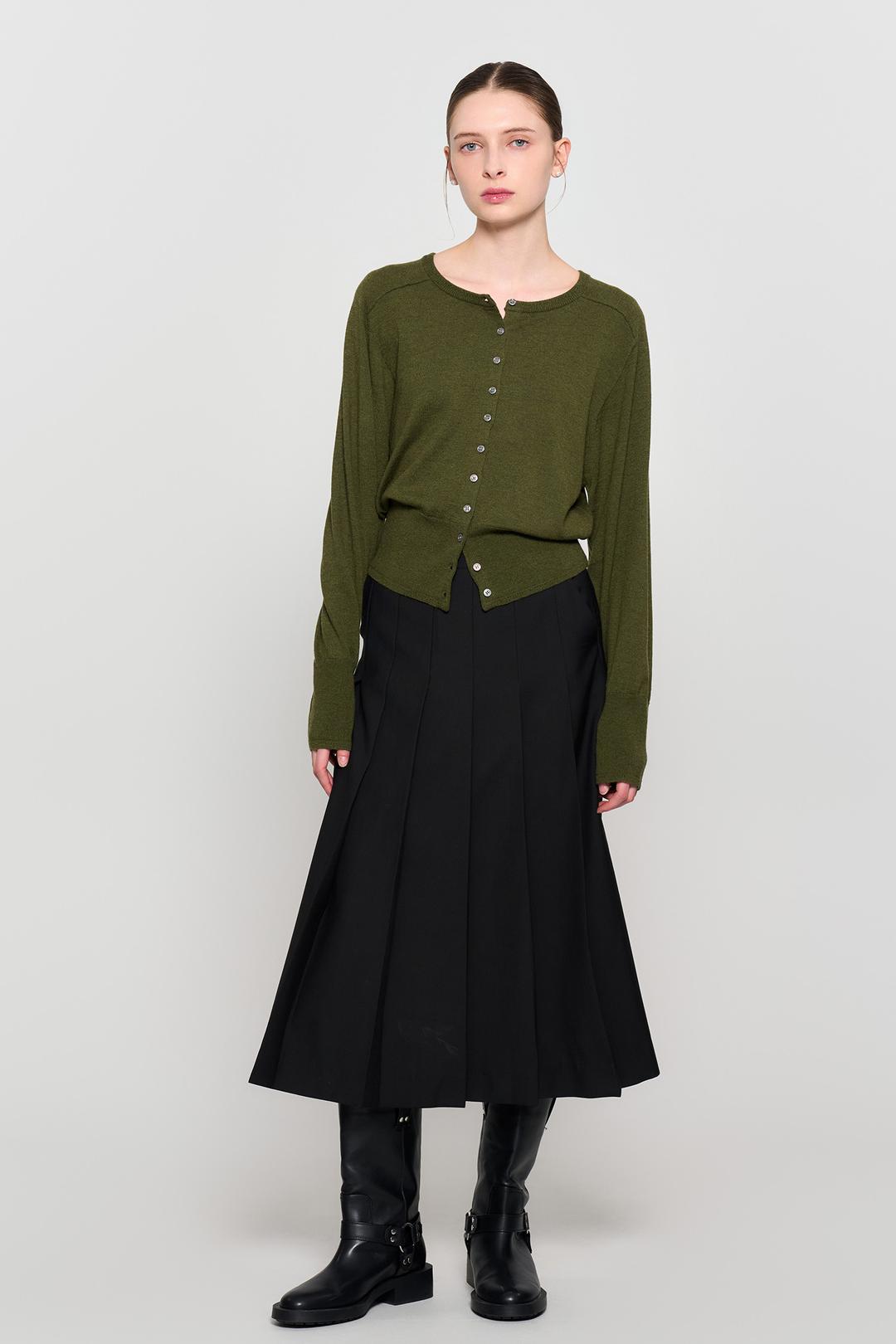 WOMAN 시그니처 울 크루넥 가디건 [KHAKI]