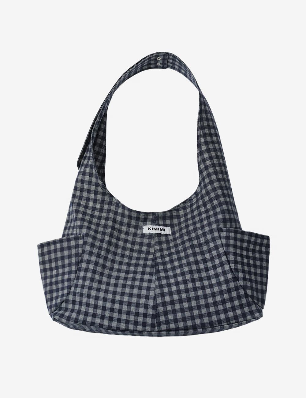 키미미 KIMIMI Pocket shoulder bag Navy check