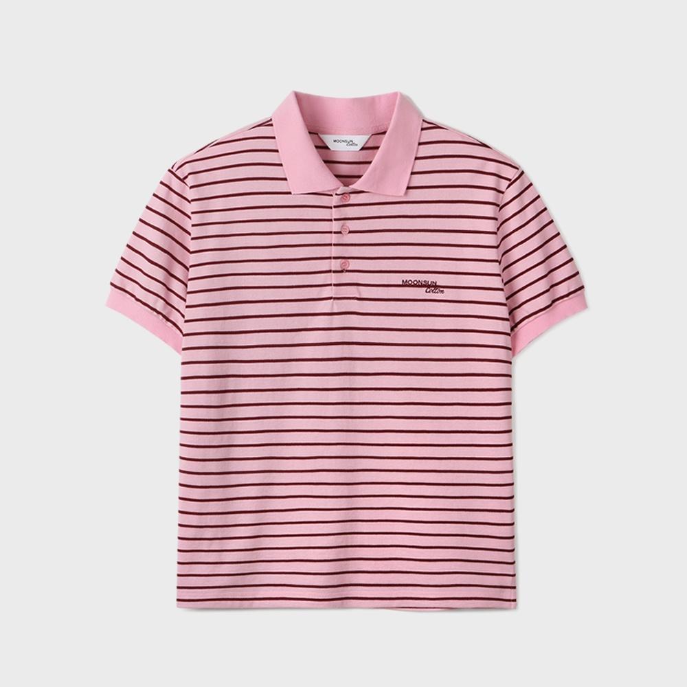 MJ S2 01 M.C UNISEX, Stripe PK Half Shirt / Pink