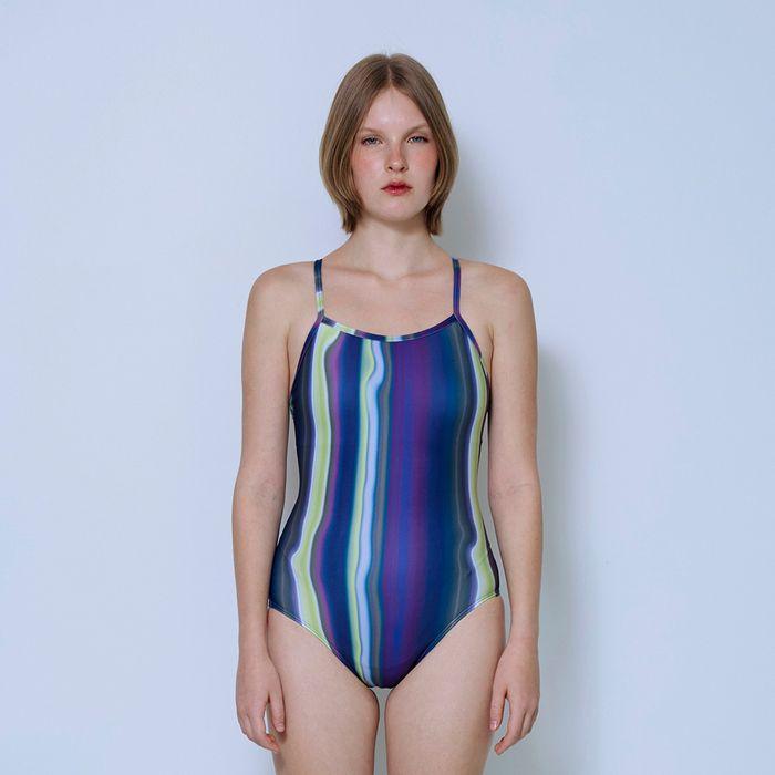 [액티브] 홀로그래픽 원피스 수영복_퍼플