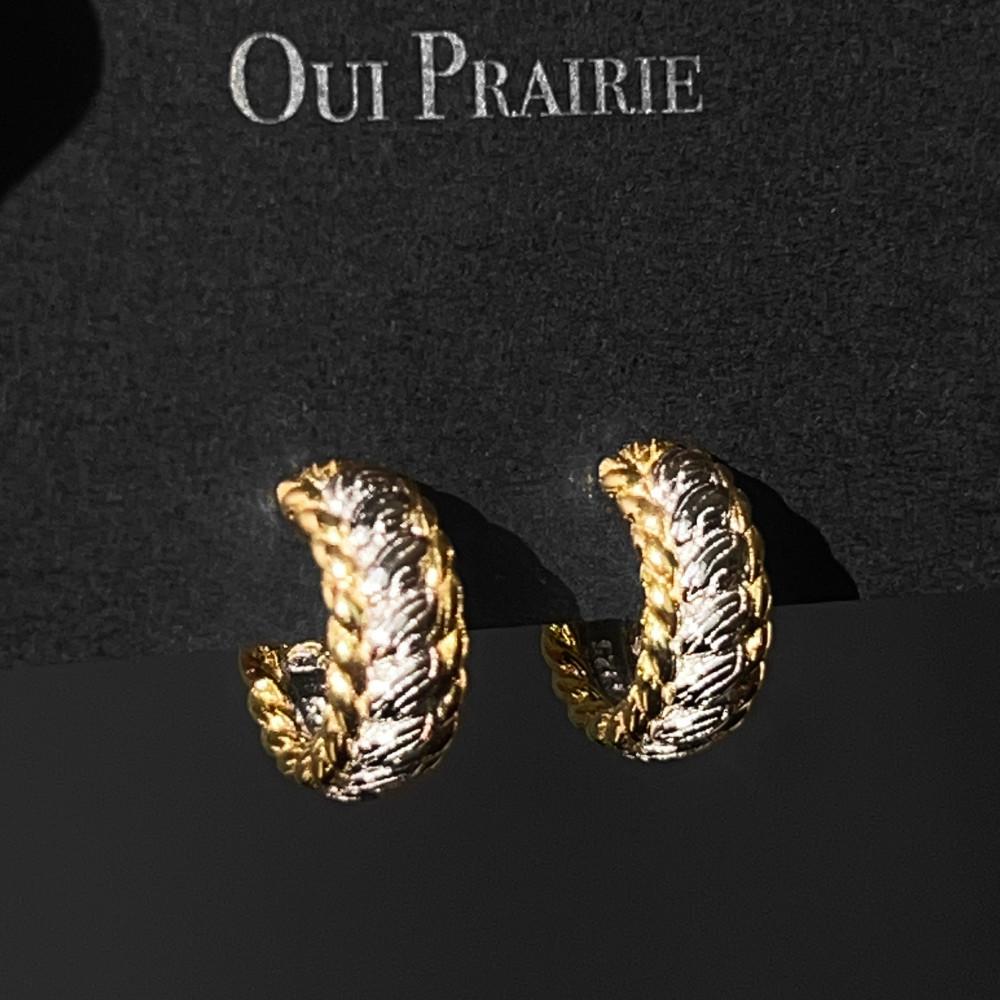 [위프레리] 실버 콤비 로프 귀걸이, Silver Combi Rope Earrings