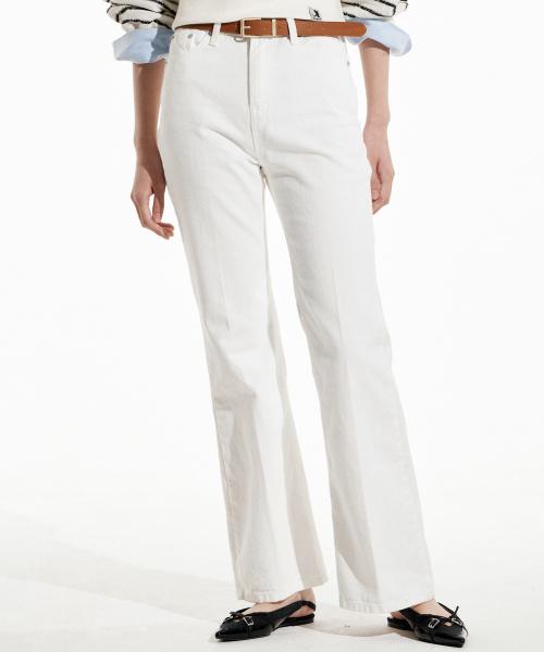 [WOMAN] SEMI BOOT-CUT JEANS WHITE