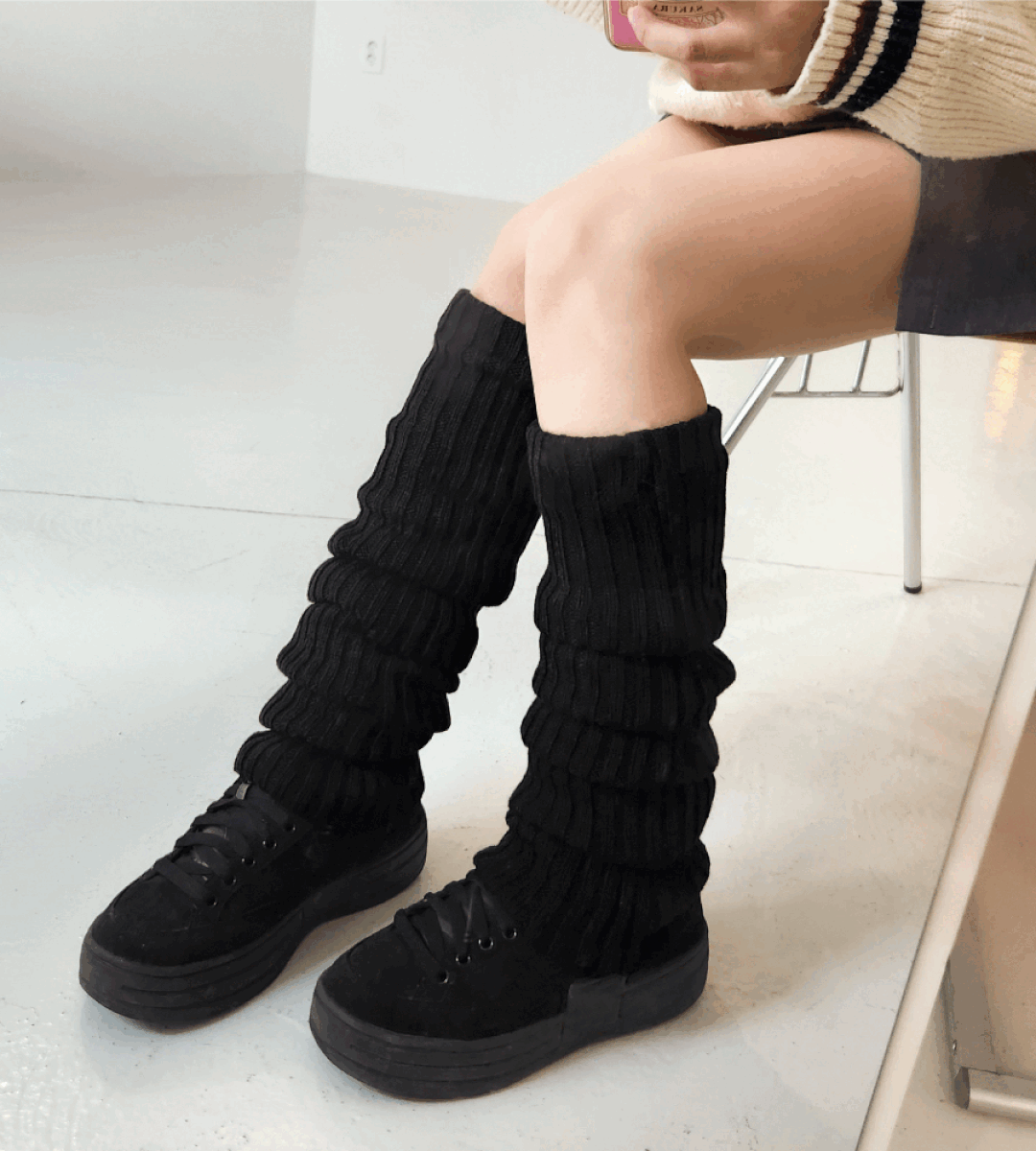 ღ오늘출발ღY2K 하이틴 골지 롱 니트 일자 주름 레그워머 2color