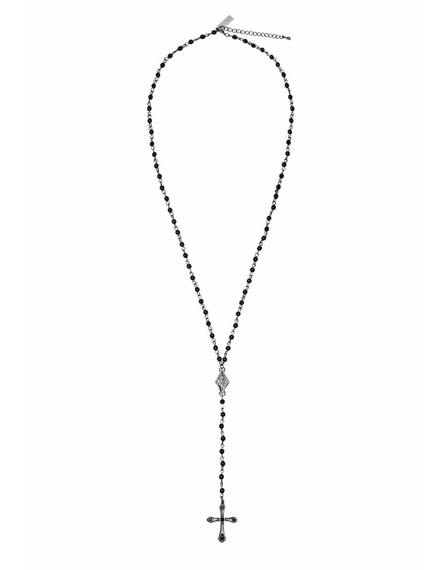 [1173] Dark Cross Rosarium Necklace