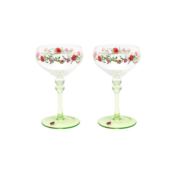 [CATH KIDSTON] 쿠페 글라스 세트 로즈 앤 비틀