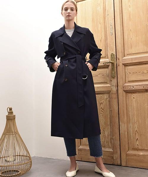 EMILY DOUBLE TRENCH COAT (Navy)