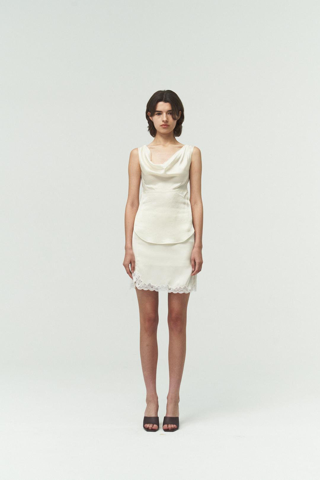 SILK COWLNECK TOP / CREAM