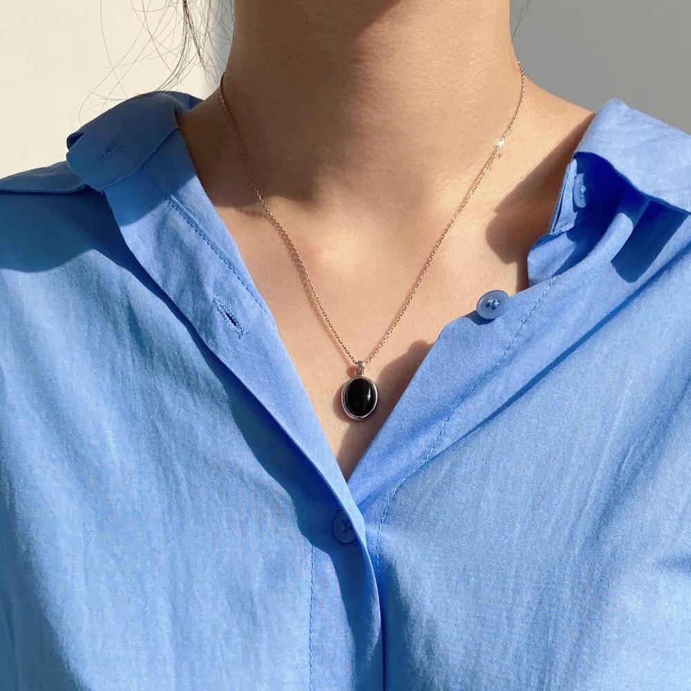 여자 925실버 볼드 원석 오닉스 은목걸이줄