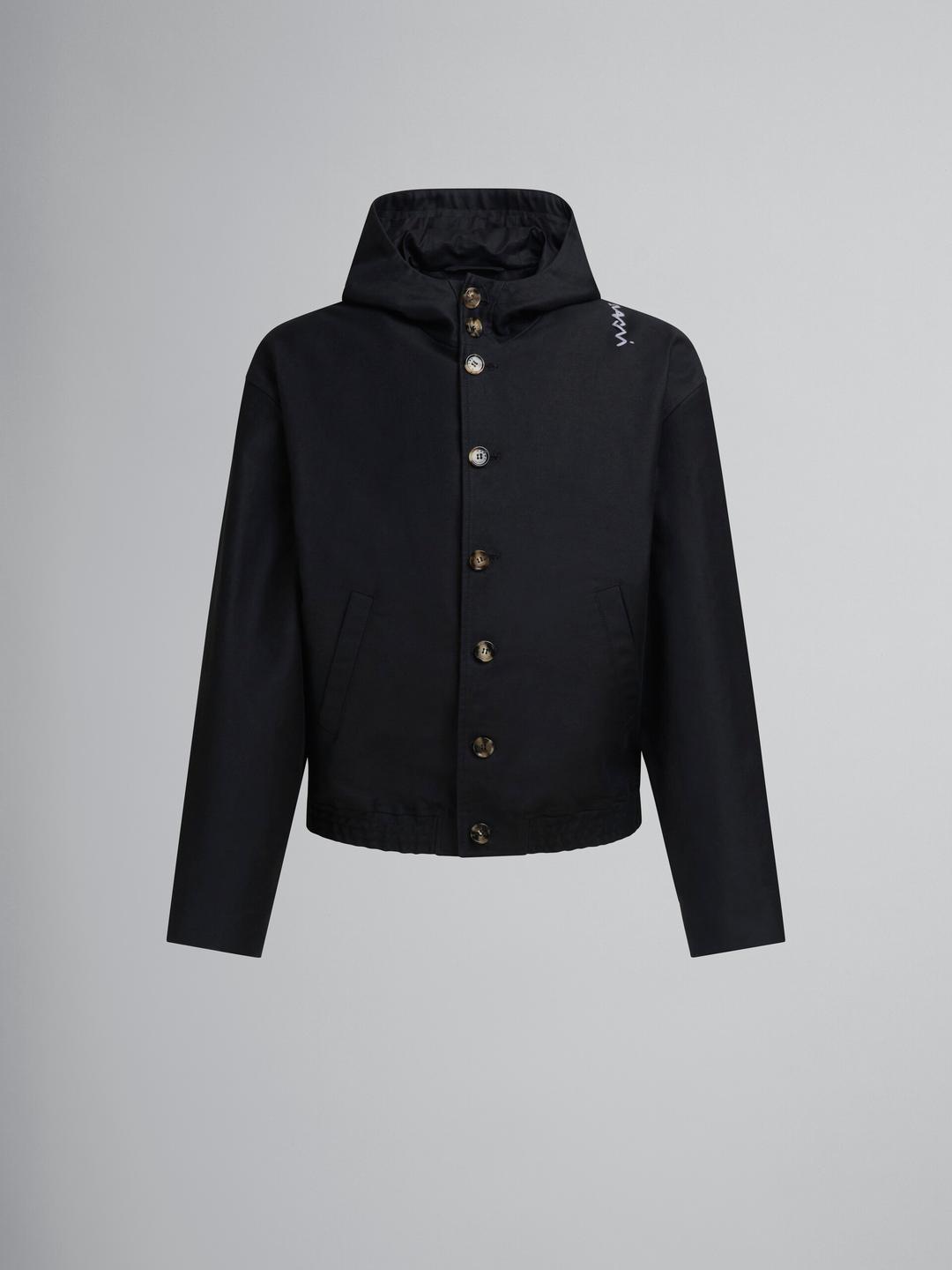 블랙 개버딘 후드 재킷