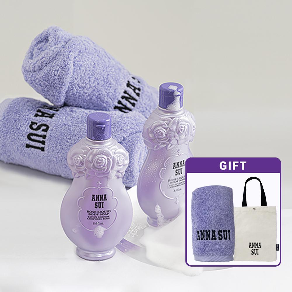 [에코백포장] 로즈 바디 워시 듀오 세트 [+퍼플 로고 타월]
