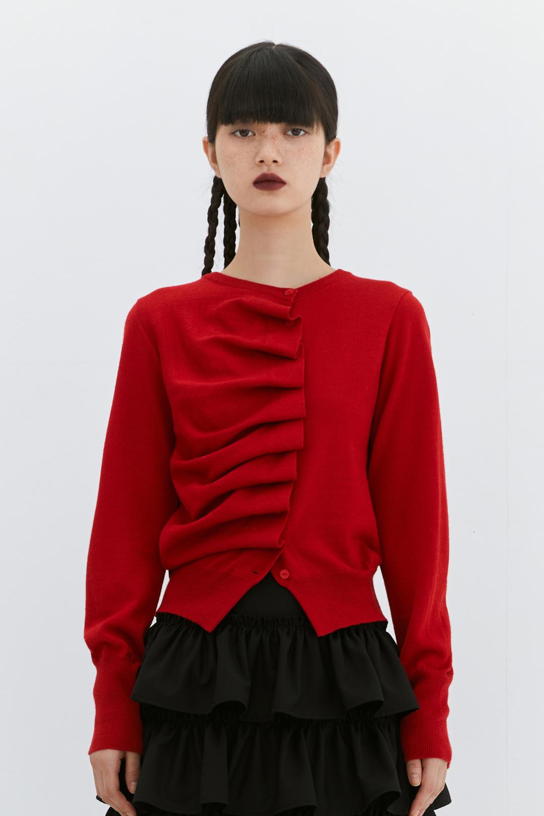 OVLIQUE KNIT CARDIGAN (RED)