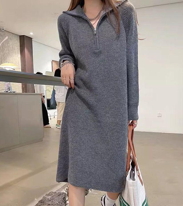 [당일출고]수엠W 투웨이 스타일 롱 원피스 S157 집업니트ops