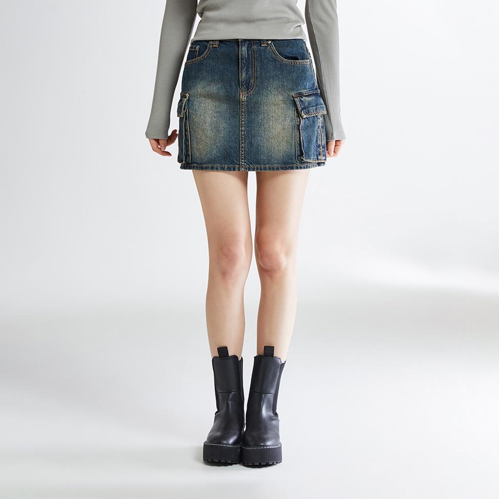 [여성용] 카고 데님 스커트(VINTAGE INDIGO)_SPWJE24G03