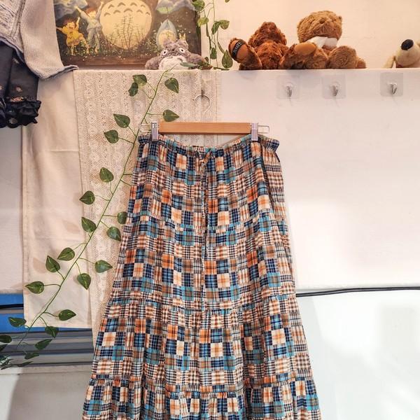패치워크 패턴 캉캉 롱스커트