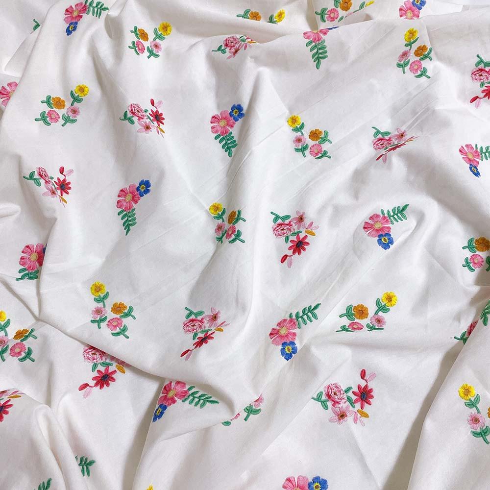 수채화 유채색 밀리플라워 대폭 면 자수 패브릭 레이스 (YM216)