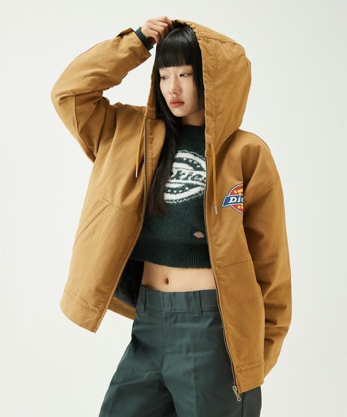 디키즈(DICKIES)  아이코닉 로고 패디드 캔버스 후드집업 Brown - 사이즈 & 후기 | 무신사