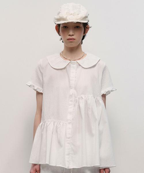 Textured Collar Top [White]