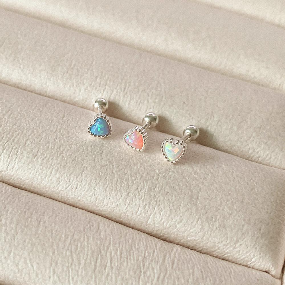 (실버925) 3color 귓바퀴 이너컨츠 초 미니 오팔 컬러 하트 피어싱