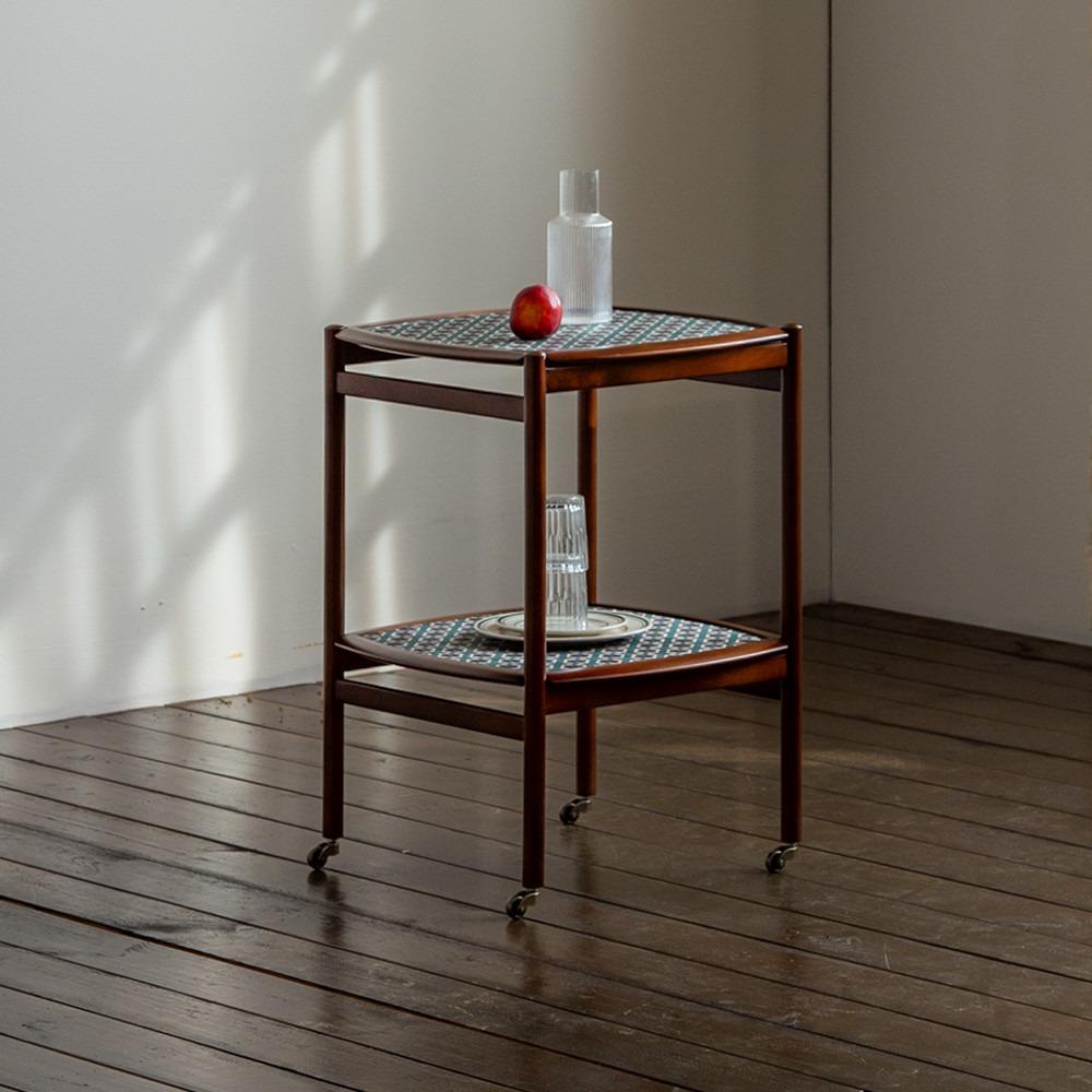 리브 트롤리 01 2단 웨건 카트 브라운