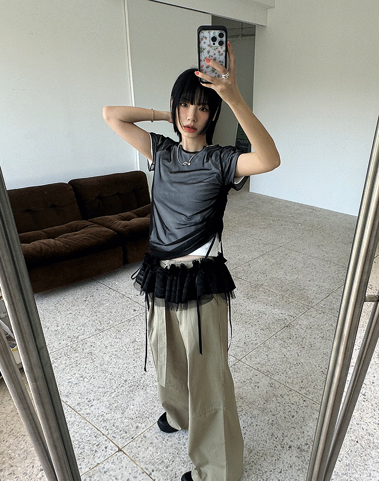 프릴 레이스 스커트 벨트