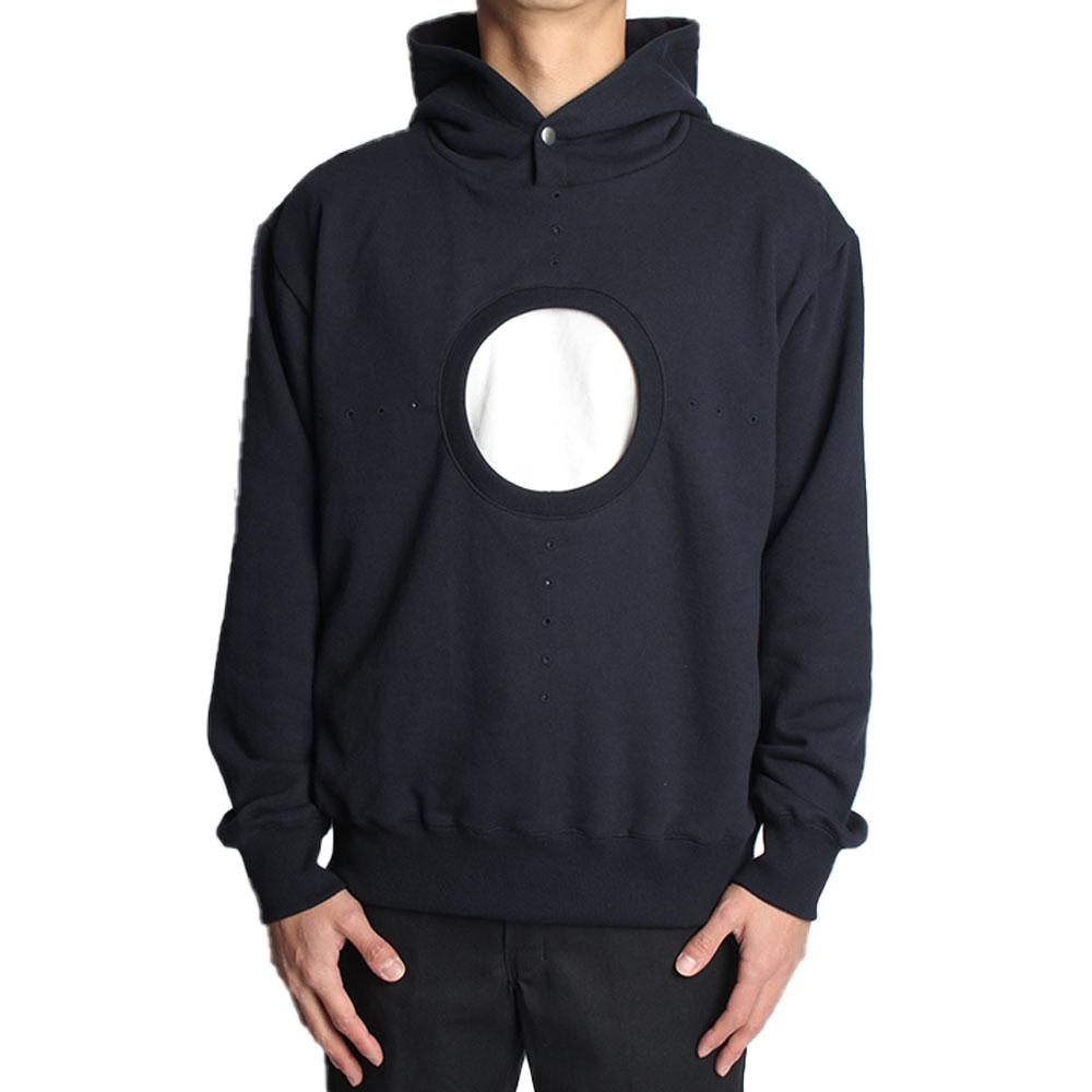 CIRCLE CUT AND PUNCHED HOODIE (NAVY)