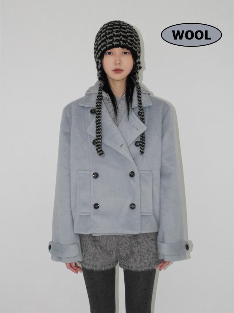 아케 (WOOL) SHORT DOUBLE COAT (3color!)