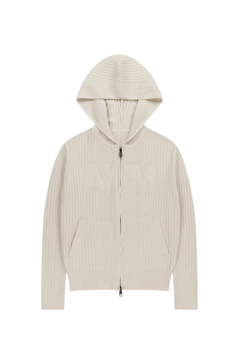 AKM Knit Zip-Up Hoodie (Ivory)