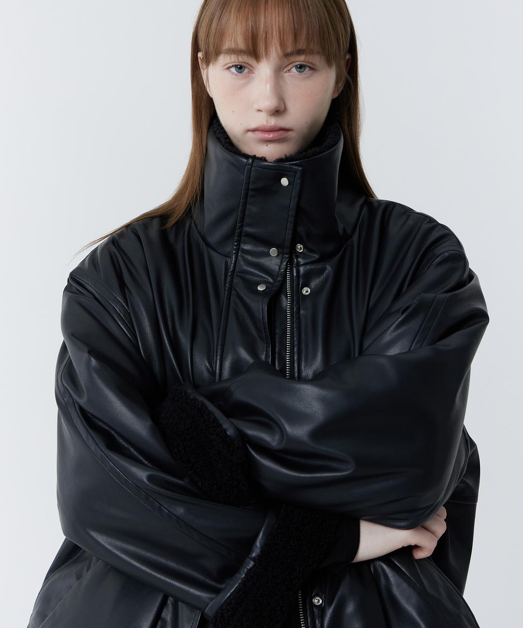 Fluffy Winter Leather Jacket (Black)