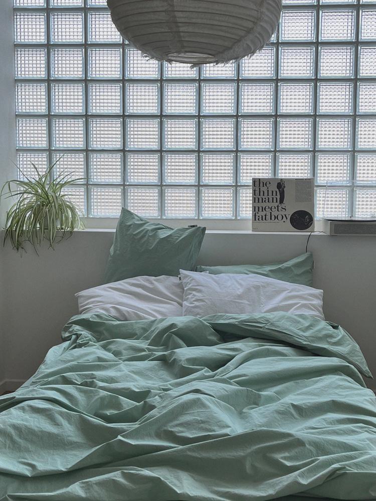 Palette cotton duvet cover - deep mint