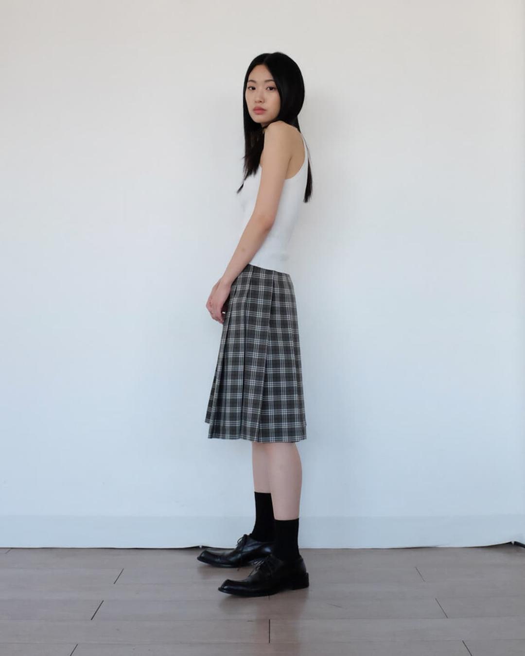 마츠리 빈티지 체크 스커트