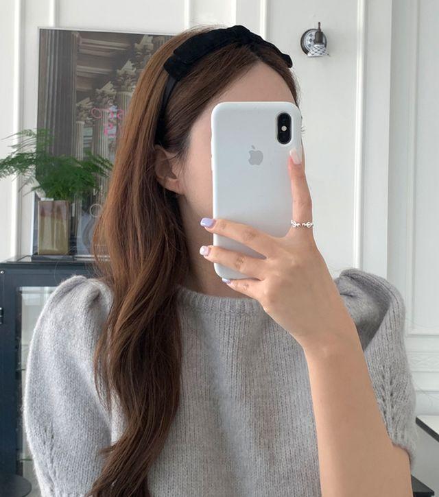 뮤드 벨벳 리본 헤어밴드 머리띠