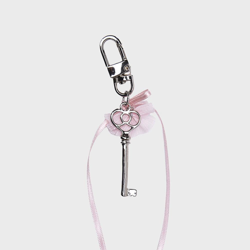HE019 Pink heart ribbon keyring