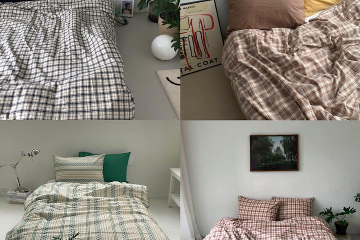 체크 플라워 패턴 디자인 이불커버 베개커버 BEST ITEM