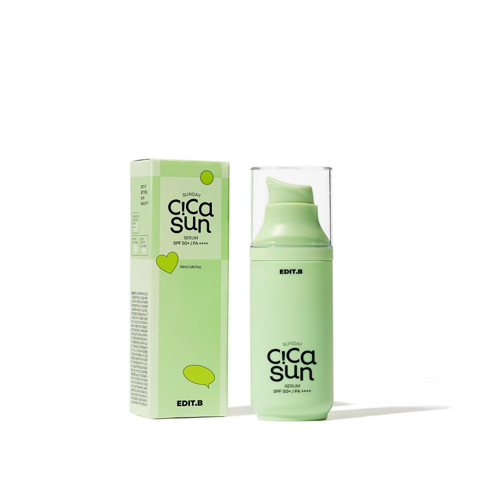에딧비 시카 선세럼 55ml/ 촉촉한 시카 선세럼 55ml/진정선케어 산뜻한 선세럼 어성초선세럼/ 자외선 차단제 SPF + PA++++/ 데일리 필수템/ 끈적임 없는 선세럼