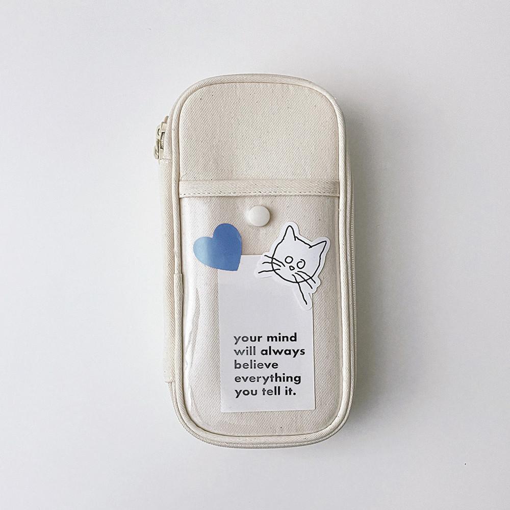 CLEAR BUTTON PENCIL POUCH 클리어 버튼 펜슬 파우치
