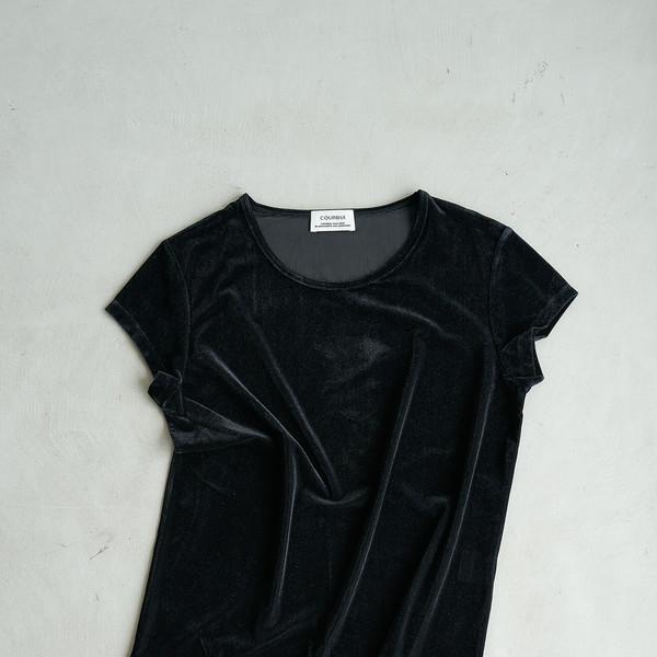 velvet crew-neck tee (3colors)